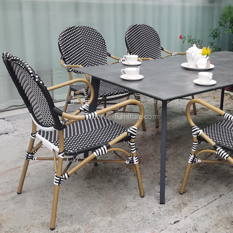 Σύγχρονη αδιάβροχη σετ τραπεζαρίας Rattan Rattan Rattan