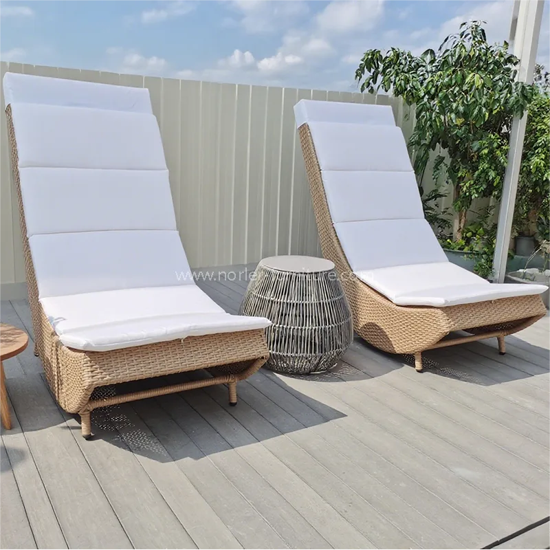 Εξωτερική αναψυχή αλουμινίου πλαίσιο PE Rattan Sun Lounger