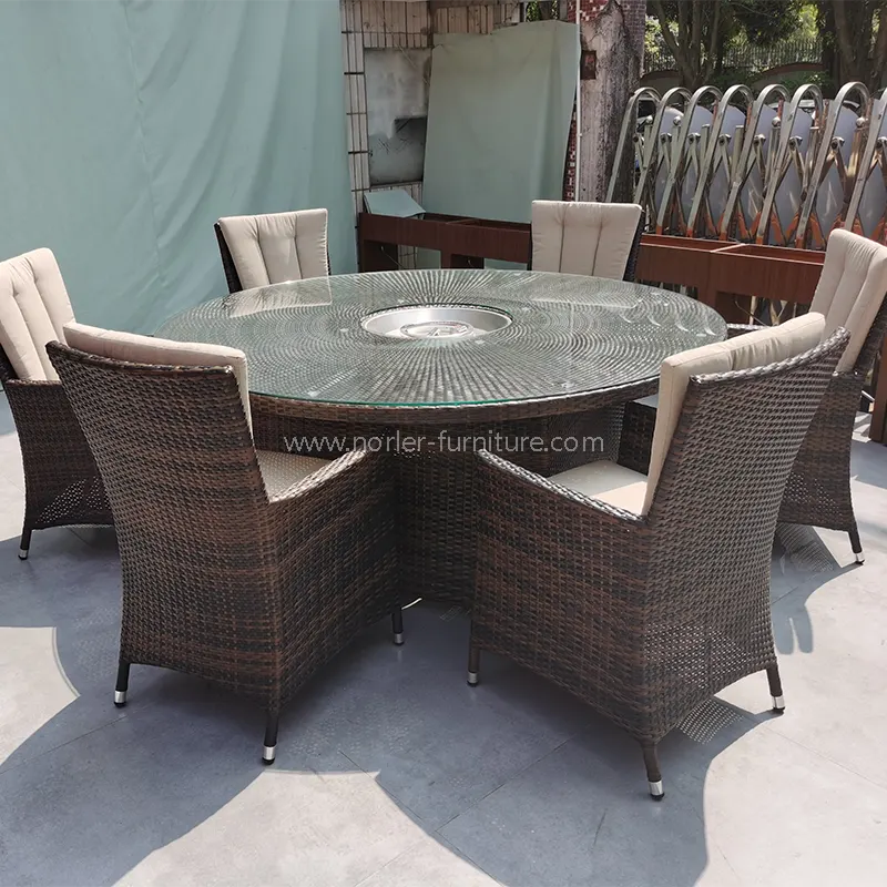 Εξωτερική μοντέρνα πλαίσιο αλουμινίου PE Rattan Dining Set